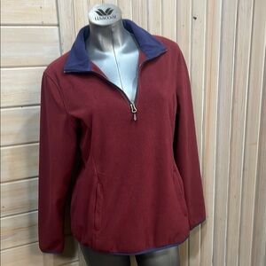 Amazon Essentials Red and Blue Fleece Jacket Quarter-Zip